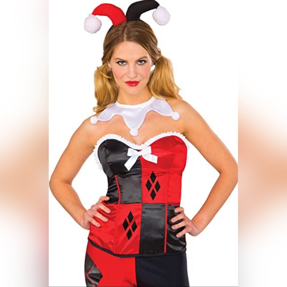 DC Comics Sexy Satin Harley Quinn Corset Comicon Cosplay Costume XL Harlequin